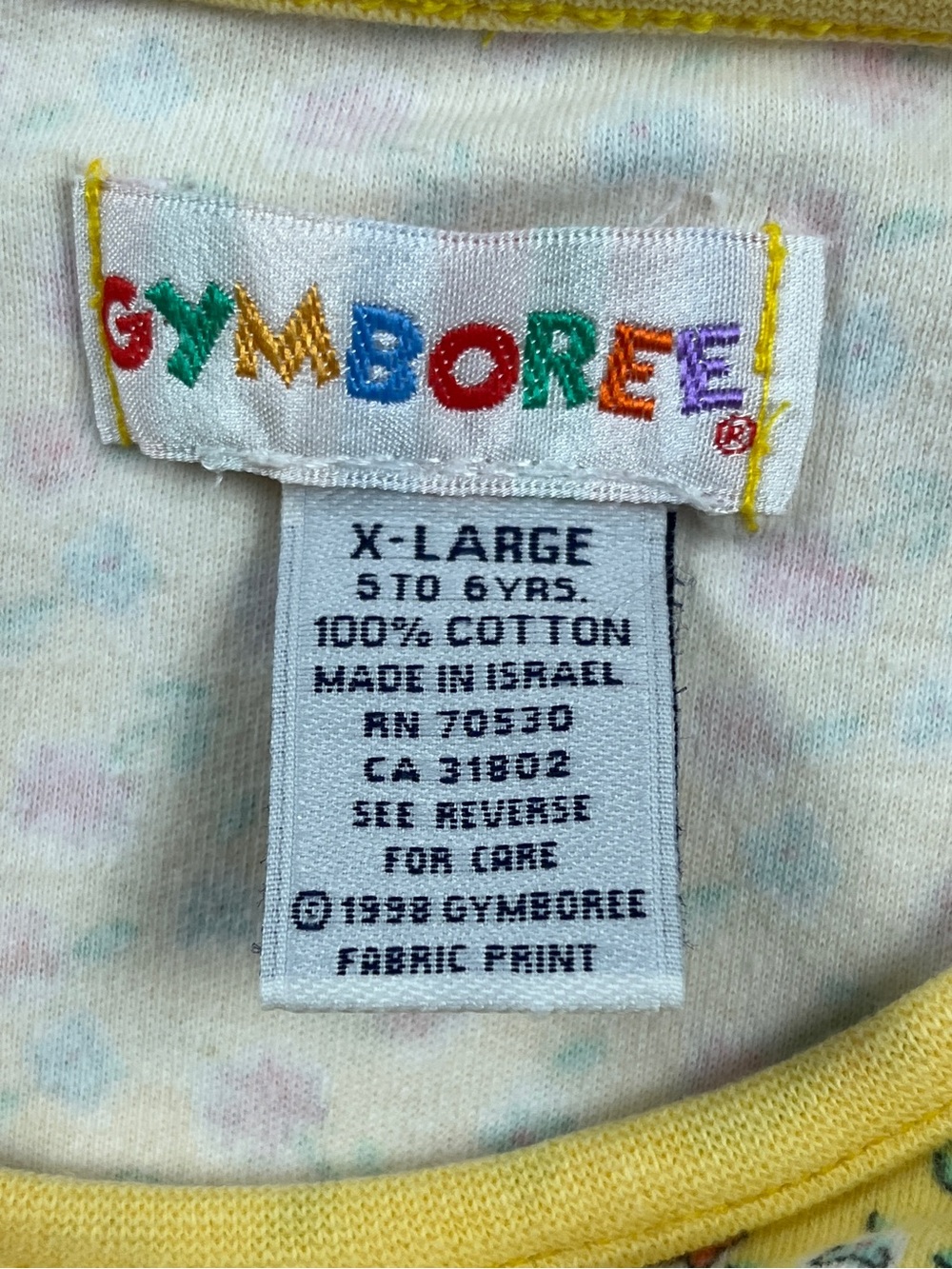 Gymboree Vintage 1998 Yellow Cotton Ditsy Floral Print Tee 5-6 - Picture 8 of 10